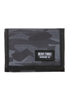 Heavy Tools, Portofel unisex pliabil din material textil, Negru/Gri carbune Heavy Tools, Portofel unisex pliabil din material textil, Negru/Gri carbune
