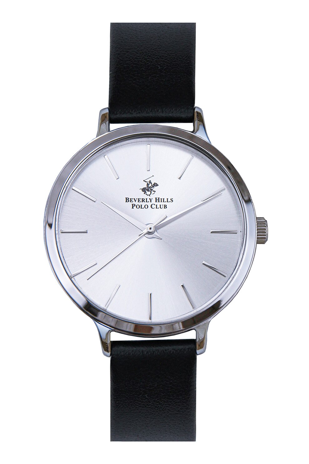 Beverly Hills Polo Club, Ceas quartz cu o curea de piele, Negru/Argintiu