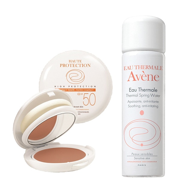 Set Avene Pudra compacta SPF 50, nuanta Beige Dore, Apa termala Avene, 50 ml