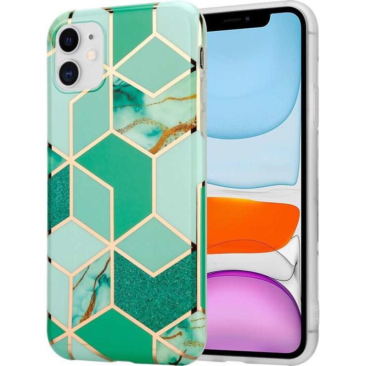 Husa protectie pentru Samsung S20 Plus Soft IMD TPU Marble Geometric Verde