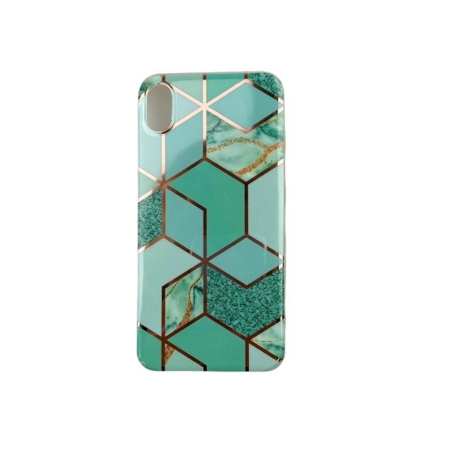 Husa protectie pentru Apple iPhone X/XS Soft IMD TPU Marble Geometric Verde