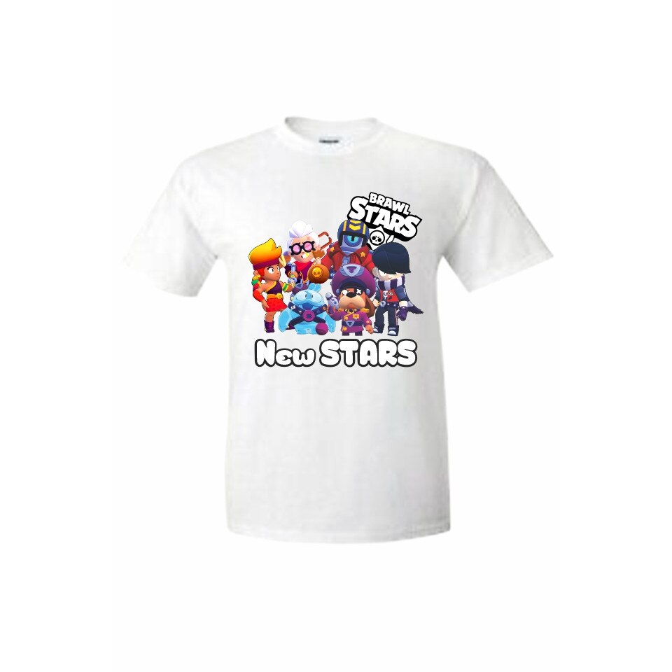 Tricou copii Brawl Stars New Stars, Alb