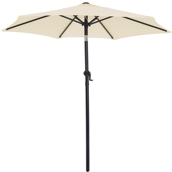 Umbrela soare cu manivela rotunda, Functie de inclinare, UV 40+, Bej, 200 cm Umbrela soare cu manivela rotunda, Functie de inclinare, UV 40+, Bej, 200 cm