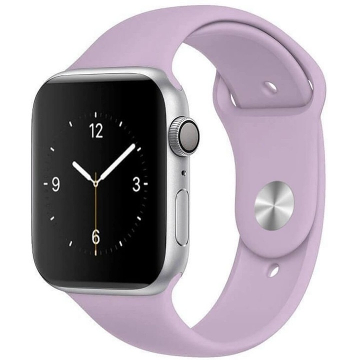 Apple Watch 1/2/3/4/5/6-os szilikon szíj/karkötő, 38 mm-es vagy 40 mm-es kijelzővel rendelkező eszközökhöz, Lila, PlanetPhone
