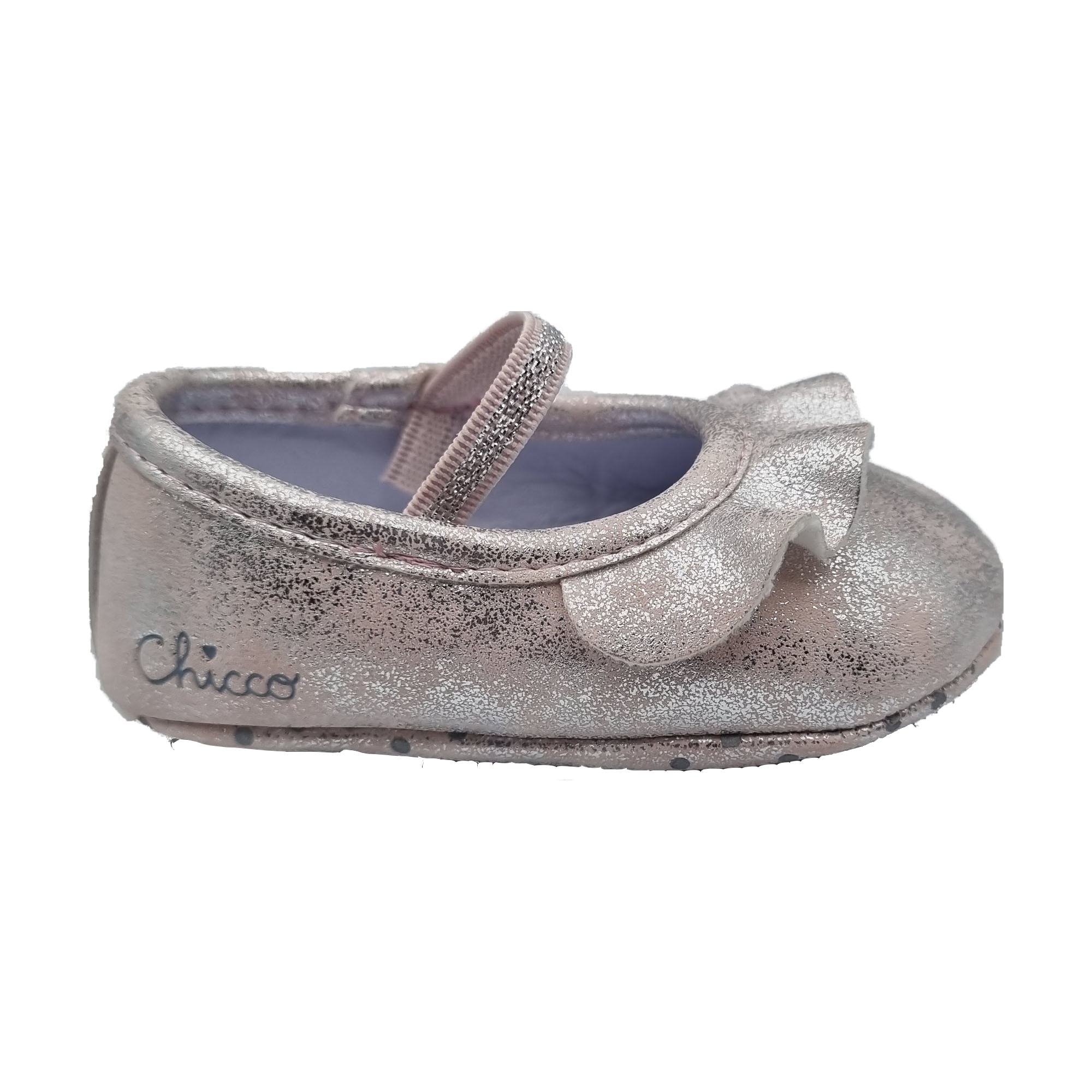 Balerini Chicco argintiu, din piele, 17 EU