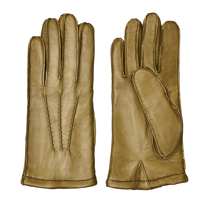 Manusi de iarna captusite pentru barbati, piele nappa, Verde masliniu