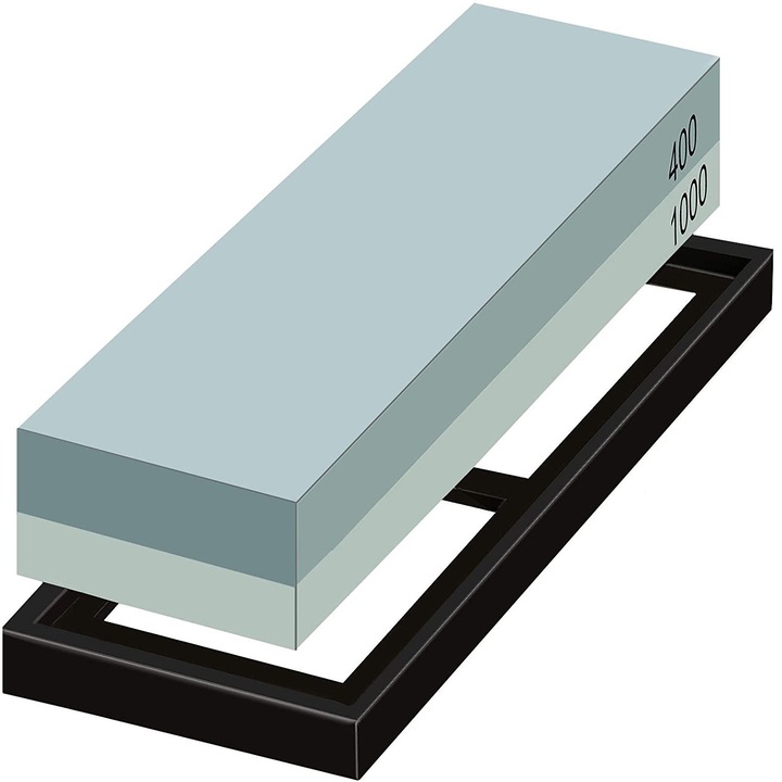 Kit Ascutire Cutite, LittleDomi, 2 Granulatii 400/1000, Piatra cu Suport din Silicon pentru Ascutirea Cutitelor prin Slefuire, Suport Bambus Antiderapant, Ghidaj Unghiular, Ascutire, Finisare, Indreptare