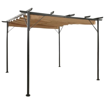 Pergola cu acoperis retractabil, vidaXL, Otel/POliester, 3 x 3 x 2,25 m, 180 g/㎡, Maro Taupe Pergola cu acoperis retractabil, vidaXL, Otel/POliester, 3 x 3 x 2,25 m, 180 g/㎡, Maro Taupe