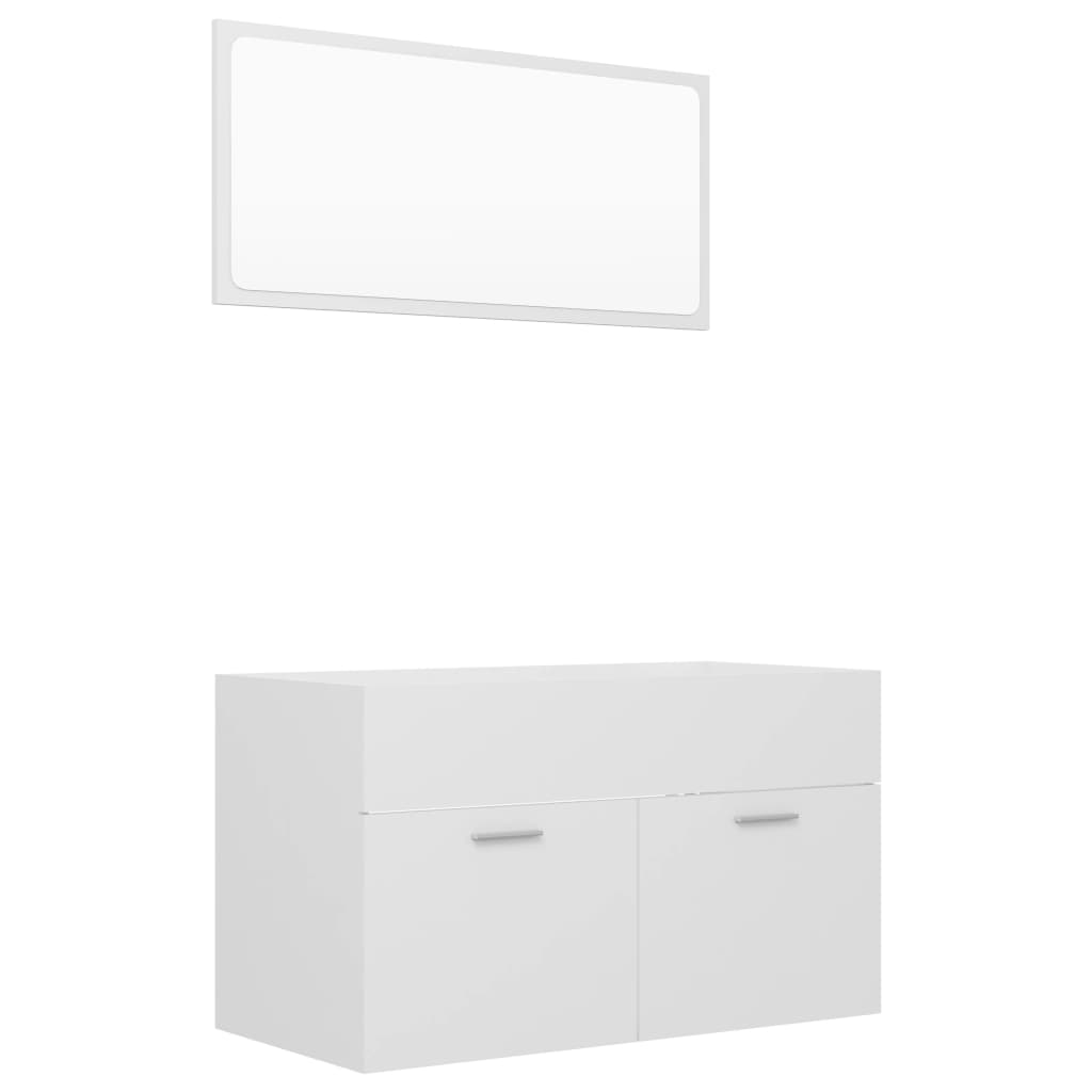 Set mobilier baie dulap chiuveta cu oglinda, vidaXL, PAL-acril, 80 x 38,5 x 46 cm, Alb