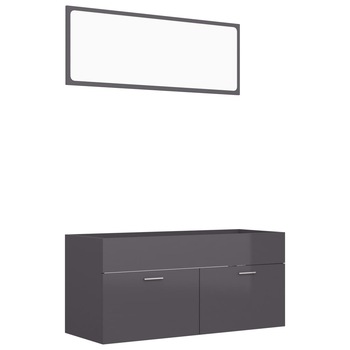Set mobilier baie dulap chiuveta cu oglinda, vidaXL, PAL extralucios-acril, 100 x 38,5 x 46 cm, Gri Set mobilier baie dulap chiuveta cu oglinda, vidaXL, PAL extralucios-acril, 100 x 38,5 x 46 cm, Gri