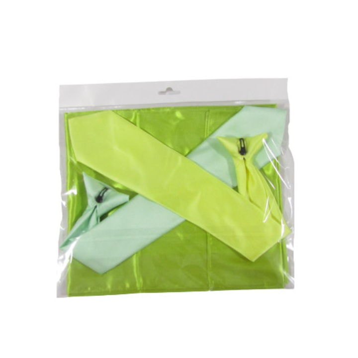 Set 2 cravate si 1 esarfa asortate vernil si galben