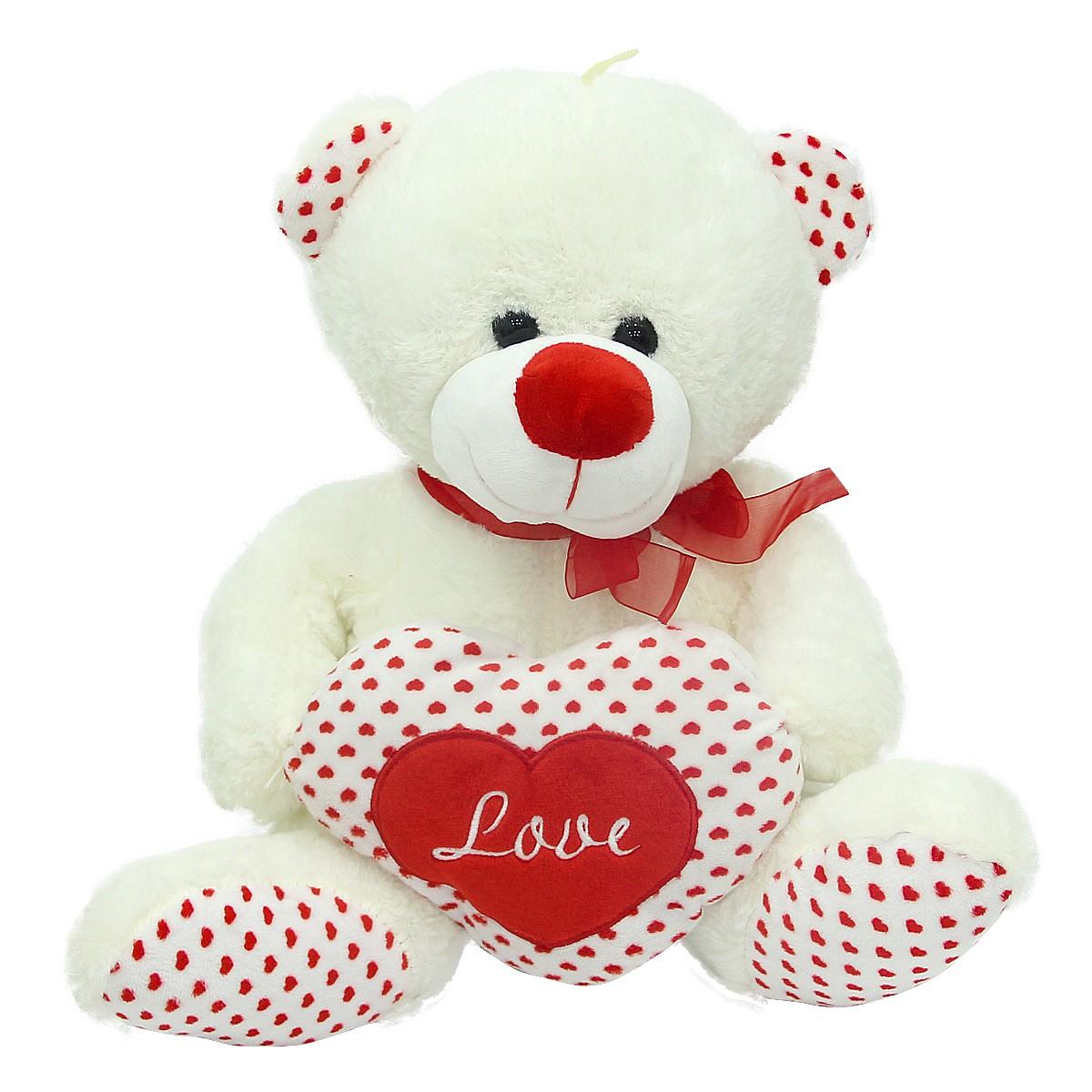 Urs de plus,inima,alb,40cm,halley