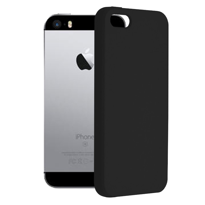 Aziao Védőtok, iPhone 5 / 5s / SE telefonhoz, Double Structure, karcgátló mikroszálas belső, tapadásgátló szilikon ütéscsillapító külső, titán fekete