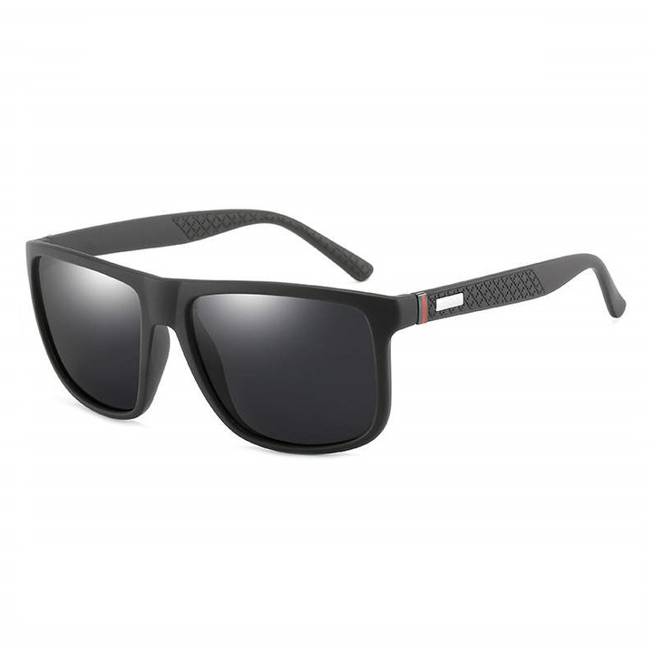 Слънчеви очила Hemera Fusion HD 371, Unisex, Олекотена рамка, HD поляризация, UV 400, Комплект твърд кейс и Кърпичка, черна рамка/тъмни стъкла