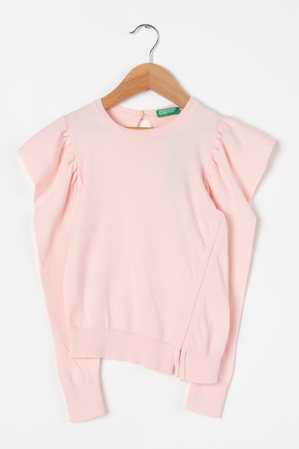 United Colors of Benetton, Pulover cu maneci bufante, Roz pal, 110 CM