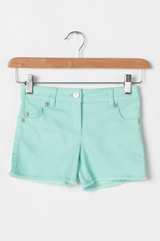 United Colors of Benetton, Pantaloni de scurti de denim cu terminatie franjurata, Verde menta United Colors of Benetton, Pantaloni de scurti de denim cu terminatie franjurata, Verde menta