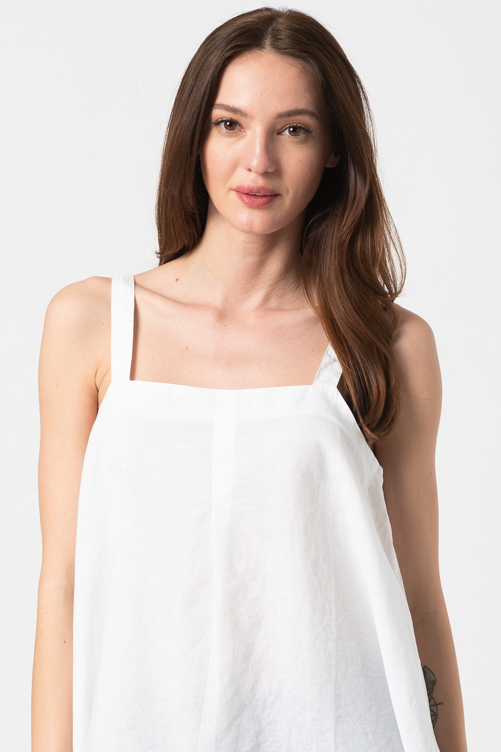 United Colors of Benetton, Top lejer din amestec de in, Alb optic