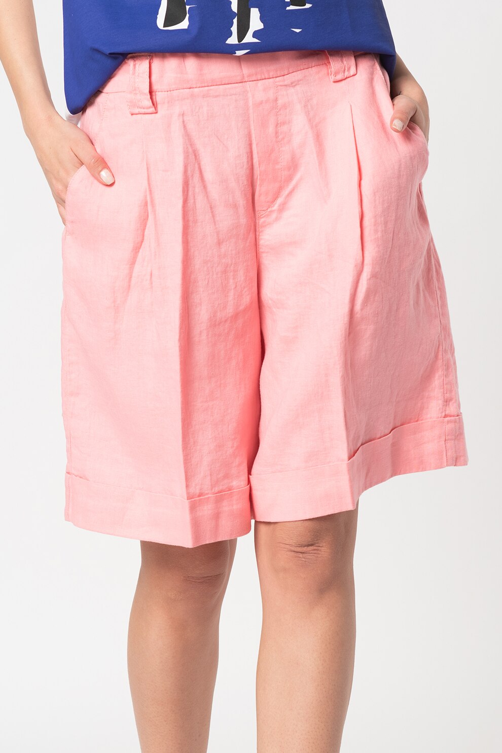 United Colors of Benetton, Bermude de in cu croiala ampla, Roz