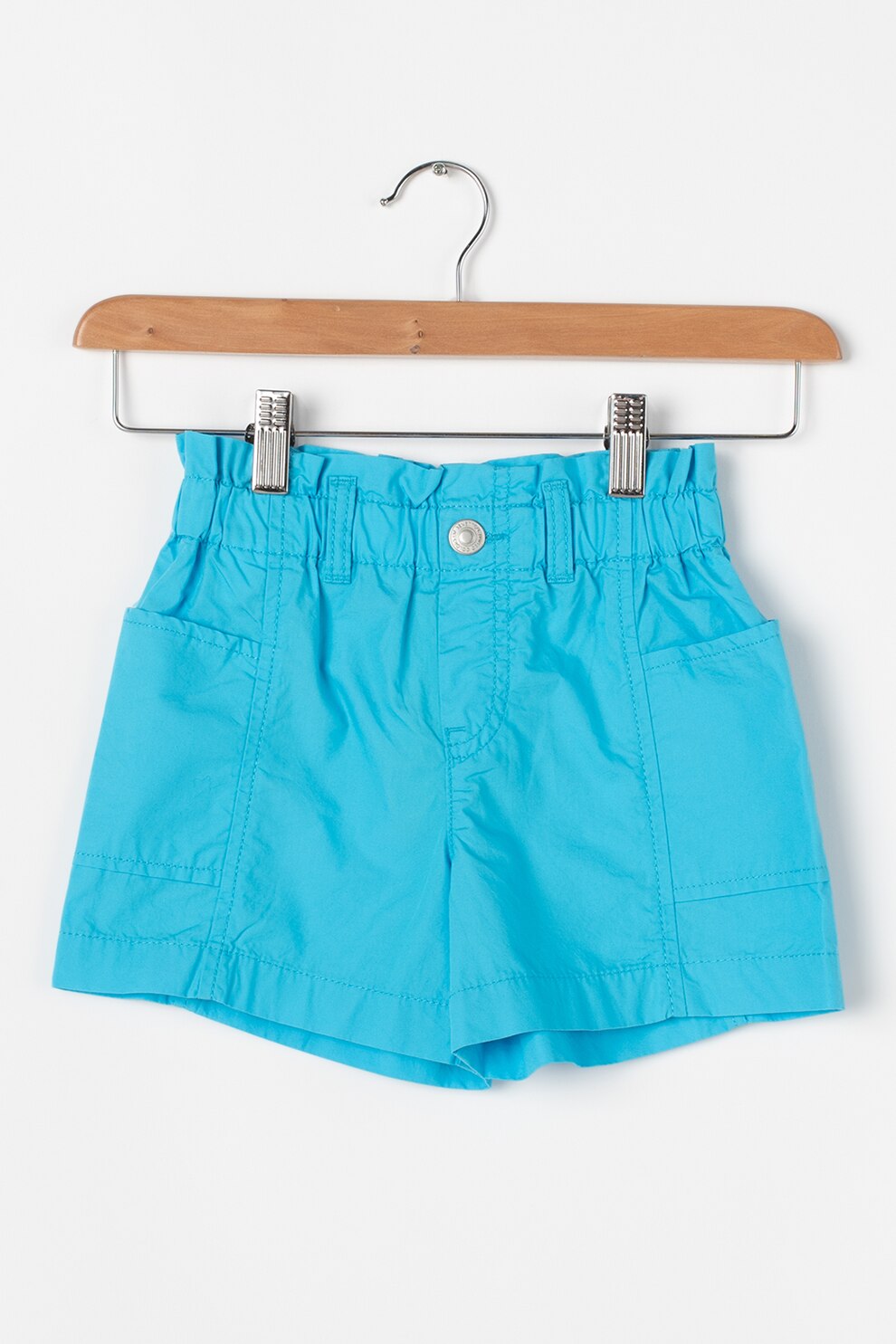 United Colors of Benetton, Pantaloni scurti cu talie inalta si buzunare laterale, Albastru aqua