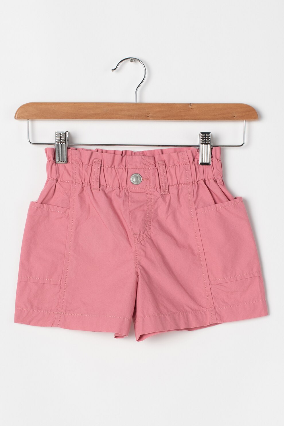 United Colors of Benetton, Pantaloni scurti cu talie inalta si buzunare laterale, Roz