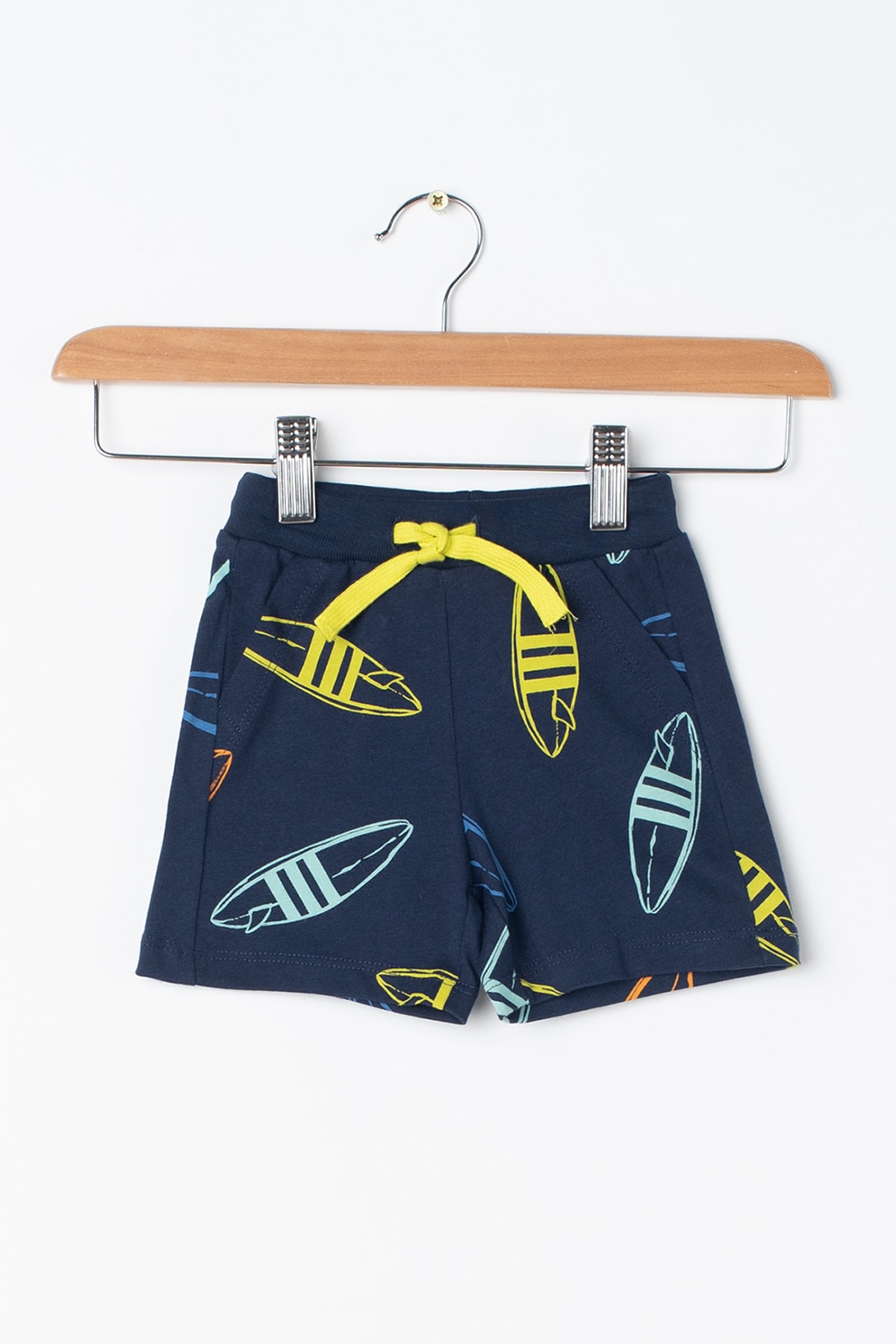 United Colors of Benetton, Pantaloni scurti cu model si snur in talie, Bleumarin inchis