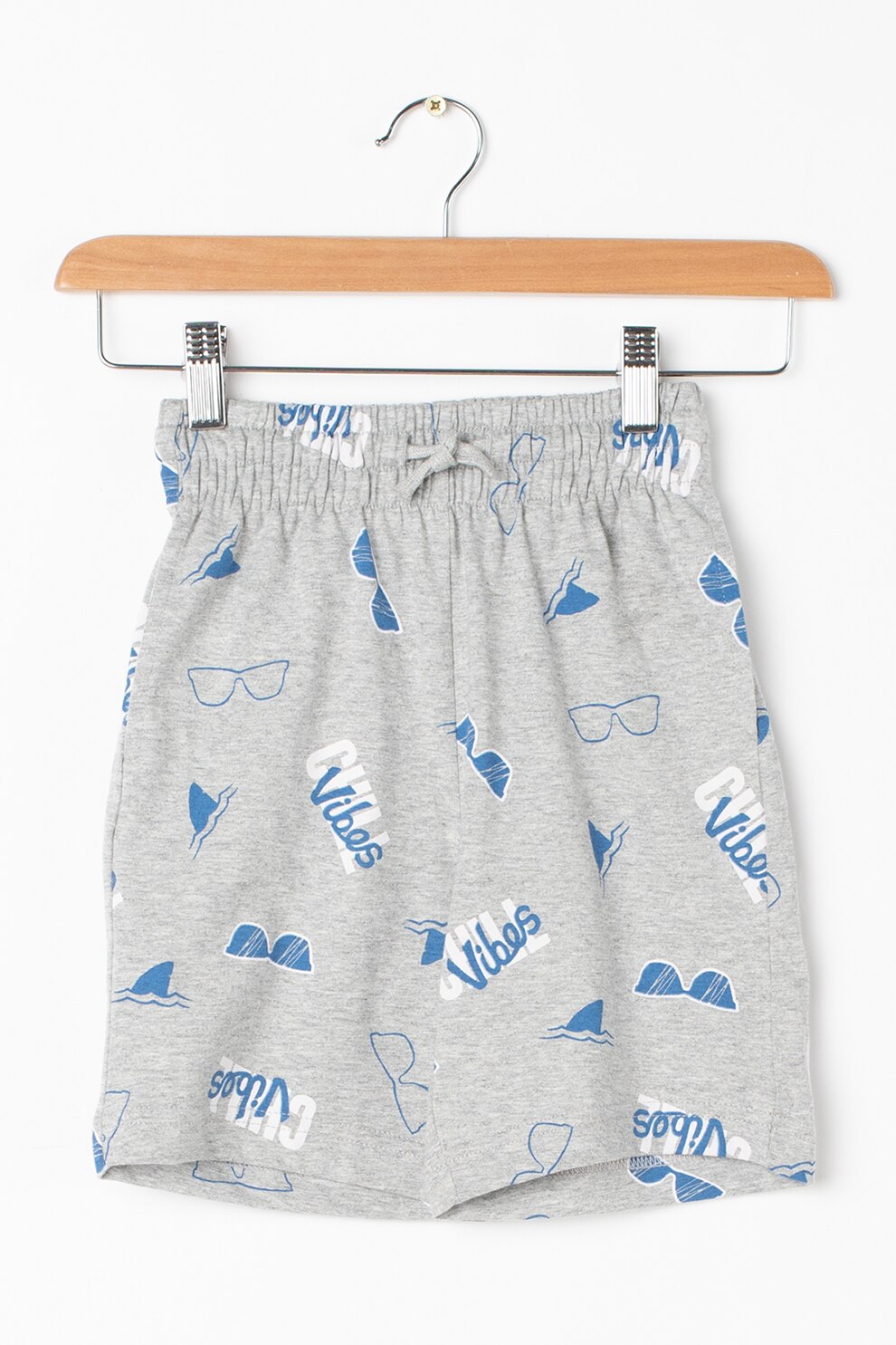 United Colors of Benetton, Pantaloni scurti din jerseu cu diverse modele, Gri melange/Albastru/Alb