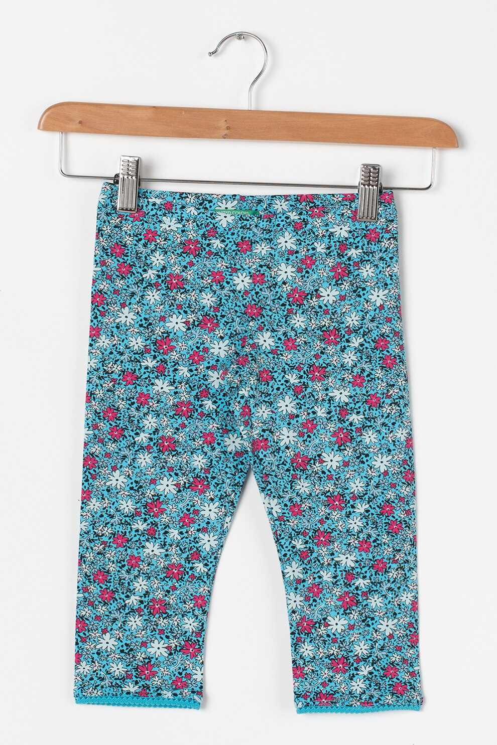 United Colors of Benetton, Colanti elastici cu model floral, Albastru deschis/roz/negru, 120 CM