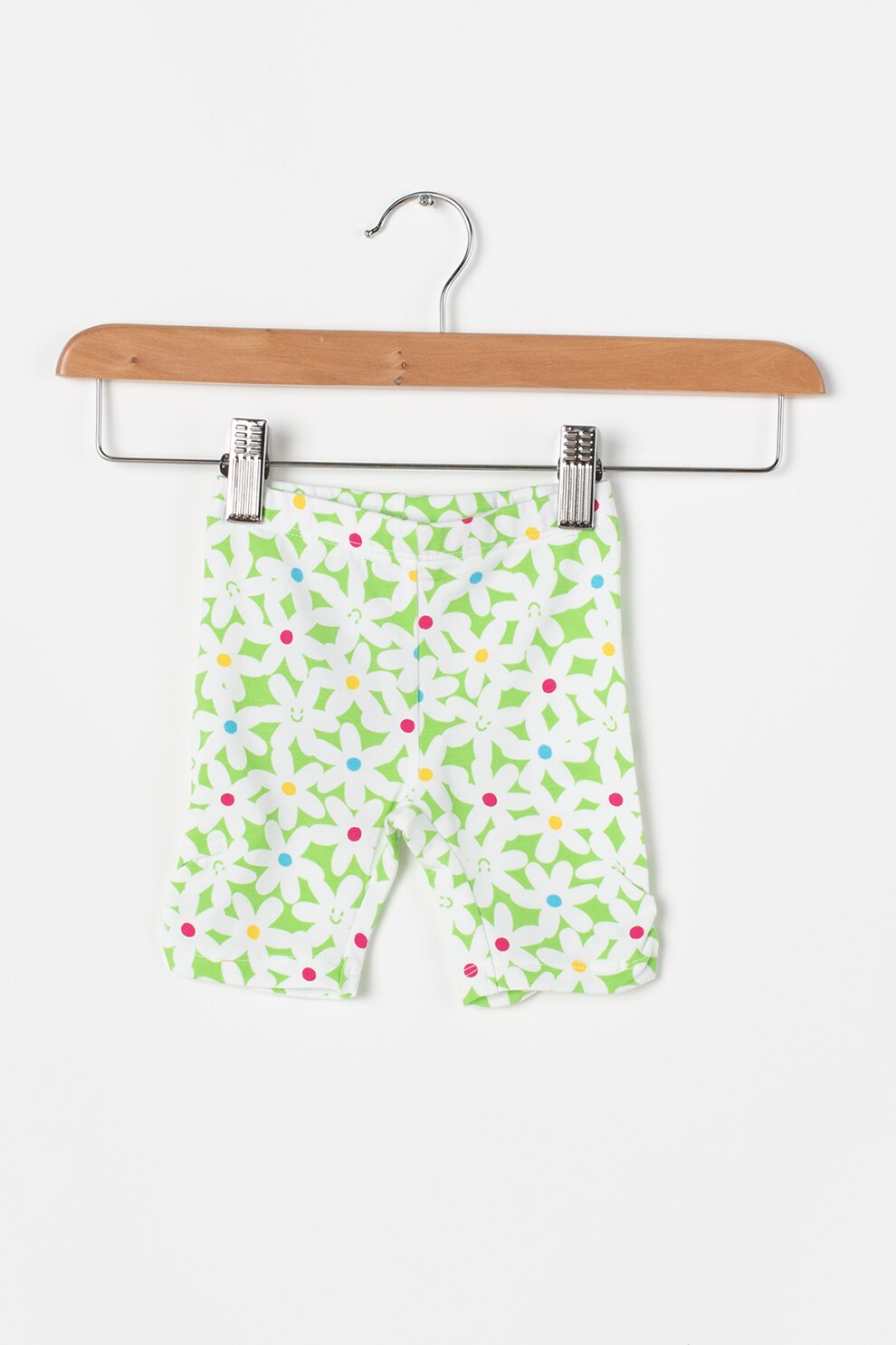 United Colors of Benetton, Pantaloni scurti elastici cu model floral, Verde deschis/Alb