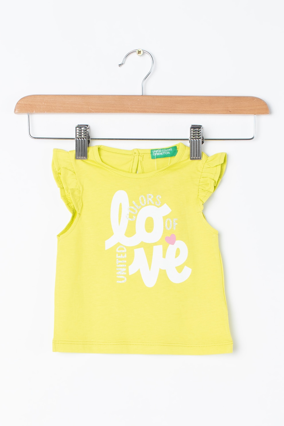 United Colors of Benetton, Set de tricou si colanti scurti, Galben/Alb