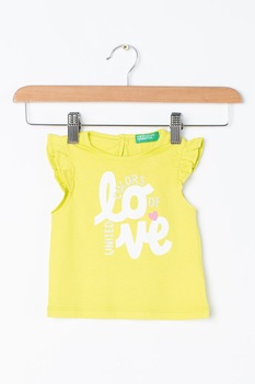 United Colors of Benetton, Set de tricou si colanti scurti, Galben/Alb United Colors of Benetton, Set de tricou si colanti scurti, Galben/Alb