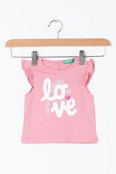 United Colors of Benetton, Set de tricou si colanti scurti, Roz/Alb/Gri United Colors of Benetton, Set de tricou si colanti scurti, Roz/Alb/Gri