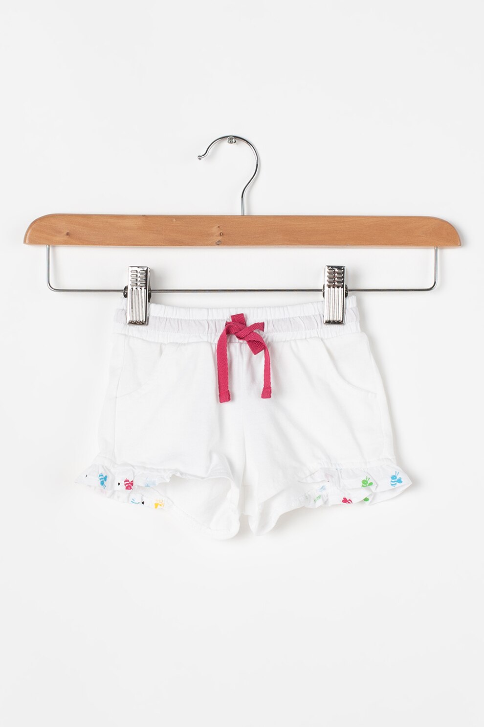 United Colors of Benetton, Pantaloni scurti cu snur, Alb/Roz