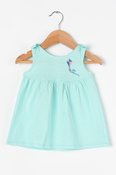 United Colors of Benetton, Rochie babydoll de bumbac, Verde deschis/Albastru United Colors of Benetton, Rochie babydoll de bumbac, Verde deschis/Albastru