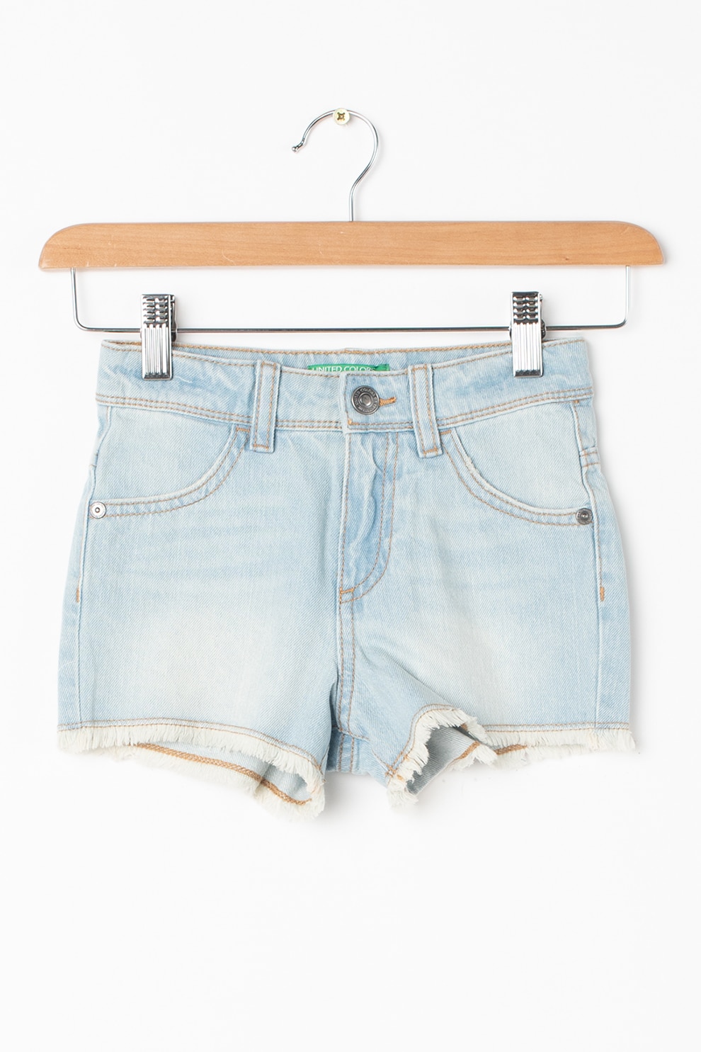 United Colors of Benetton, Pantaloni scurti din denim cu aspect decolorat, Albastru deschis