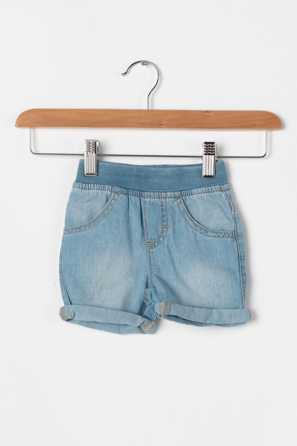 United Colors of Benetton, Pantaloni scurti din denim cu aspect decolorat, Albastru deschis