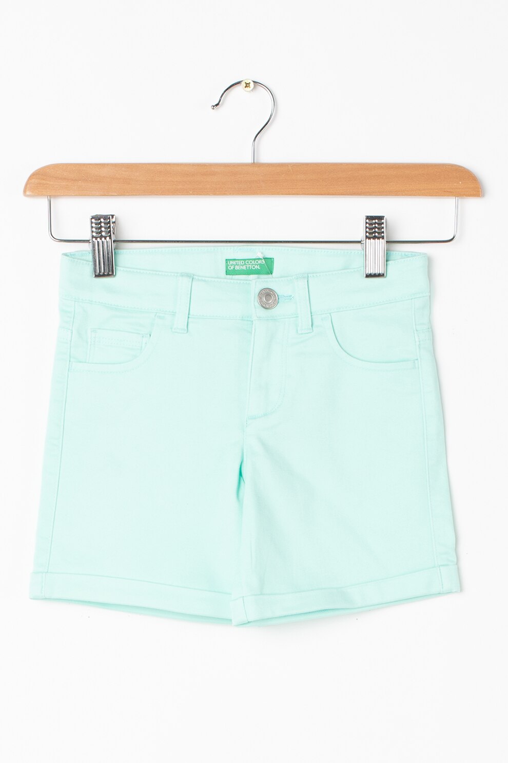 United Colors of Benetton, Pantaloni scurti cu talie medie, Albastru aquamarin