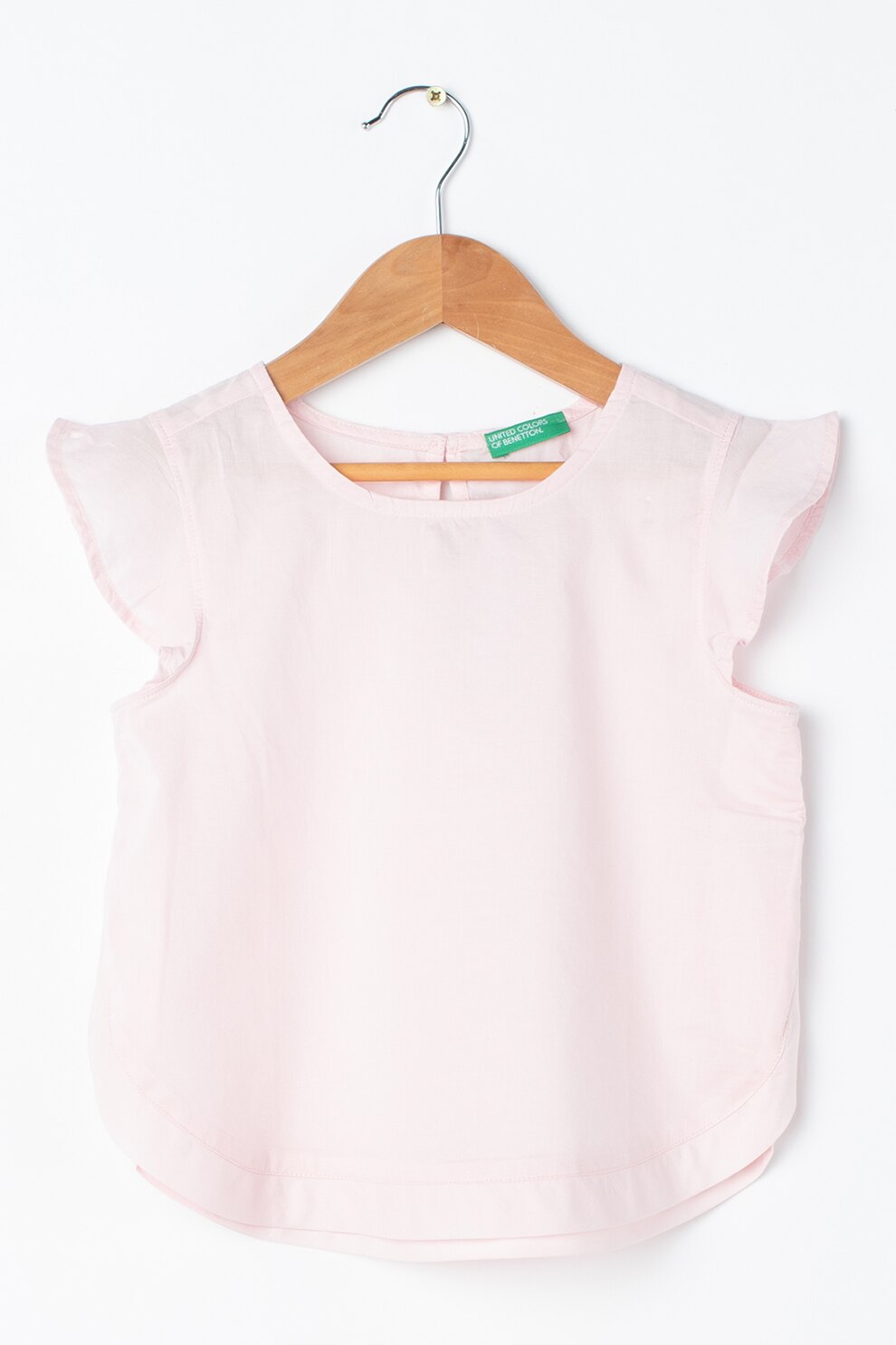 United Colors of Benetton, Bluza de bumbac cu maneci butterfly, Roz pal