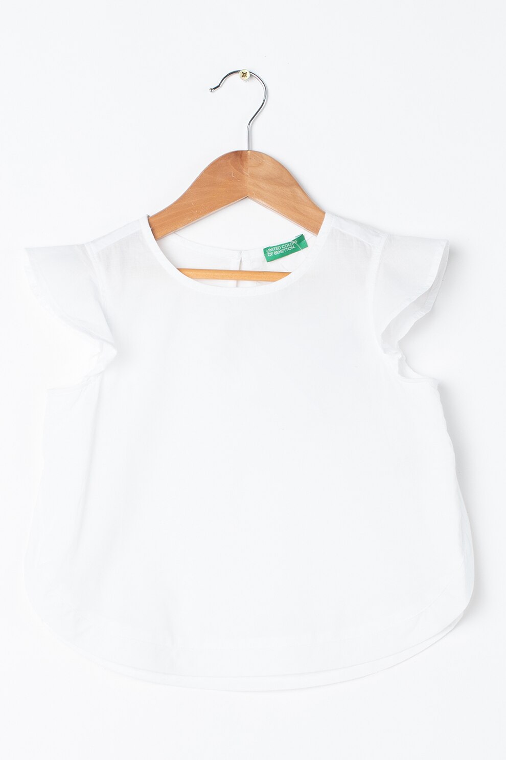 United Colors of Benetton, Bluza de bumbac cu maneci butterfly, Alb optic