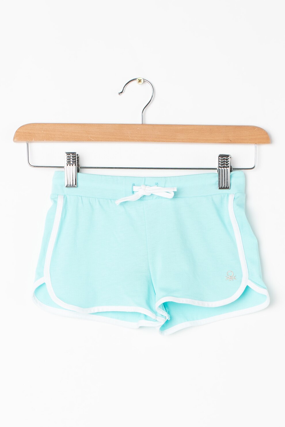United Colors of Benetton, Pantaloni scurti sport cu terminatii contrastante, Bleu/Alb