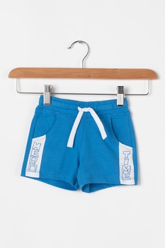 United Colors of Benetton, Pantaloni scurti din jerseu cu segmente contrastante cu text, Bleu/Alb United Colors of Benetton, Pantaloni scurti din jerseu cu segmente contrastante cu text, Bleu/Alb