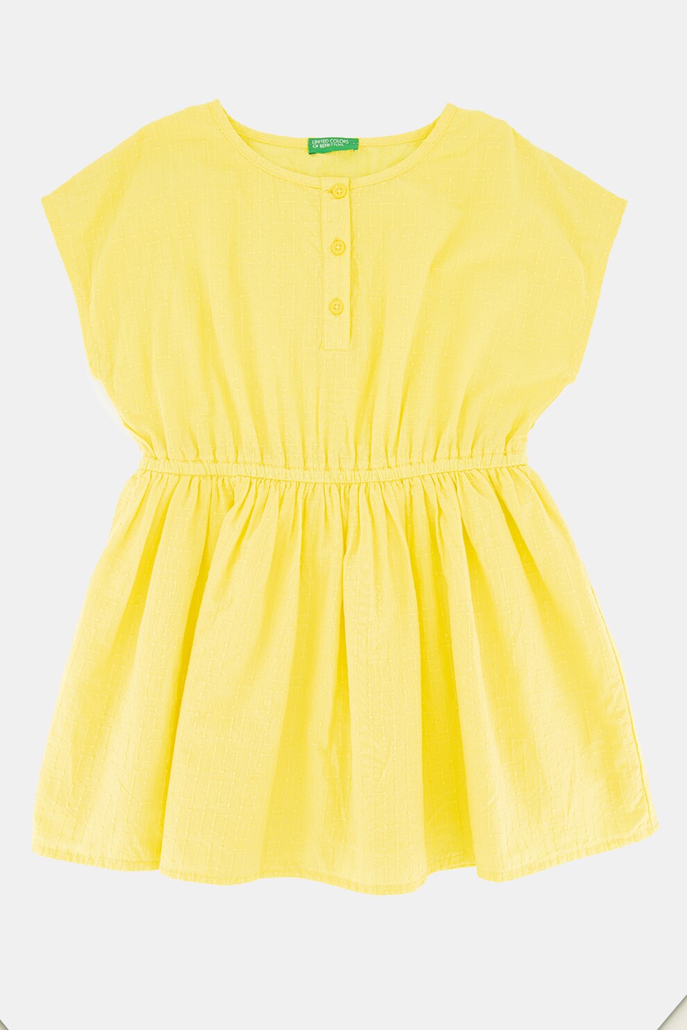 United Colors of Benetton, Rochie evazata din material texturat, Galben deschis