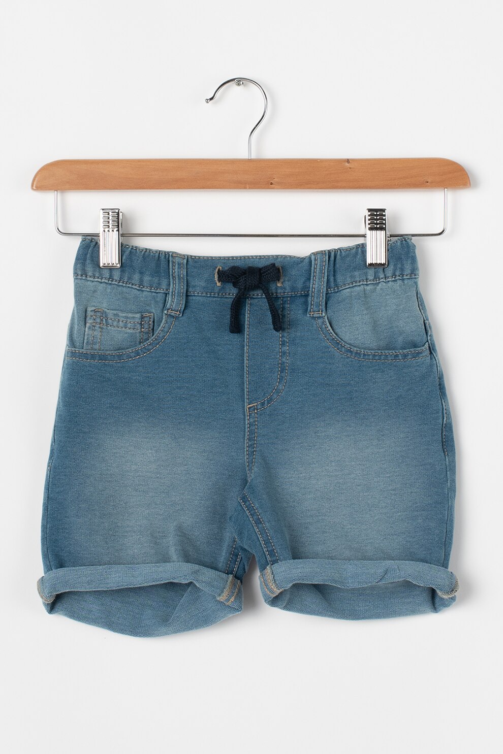 United Colors of Benetton, Pantaloni scurti din denim cu aspect decolorat, Albastru deschis