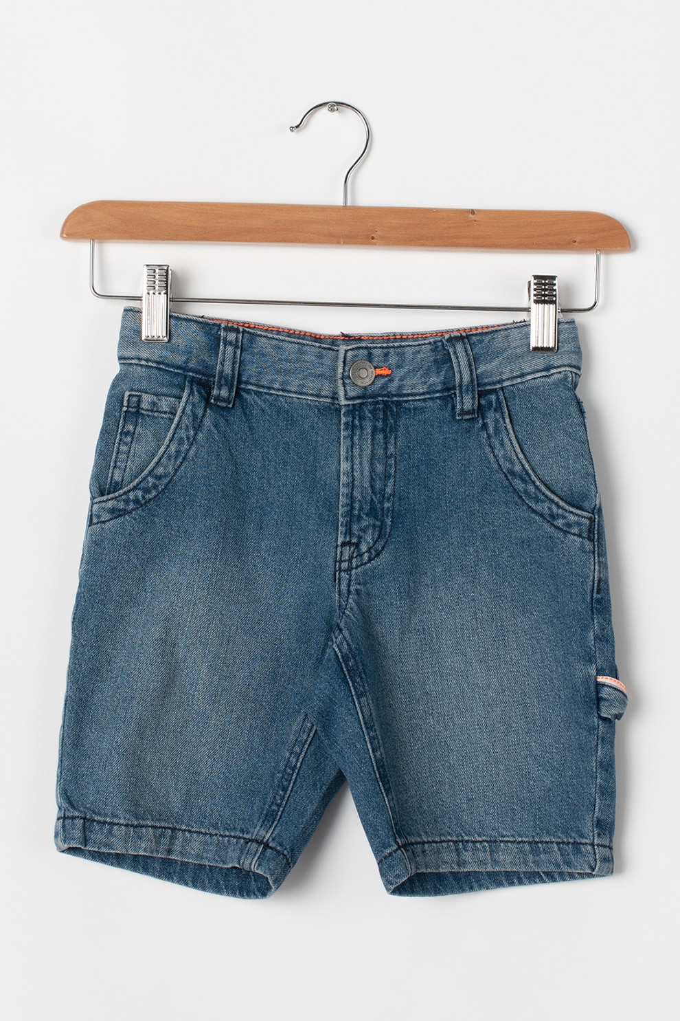 United Colors of Benetton, Pantaloni scurti din denim cu aspect decolorat, Albastru deschis