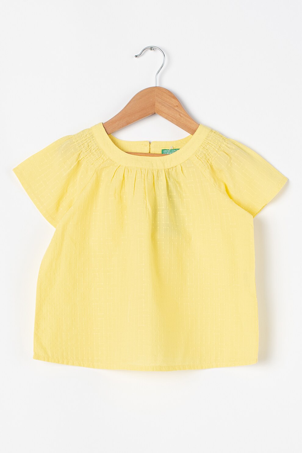 United Colors of Benetton, Bluza de bumbac cu model brodat, Galben