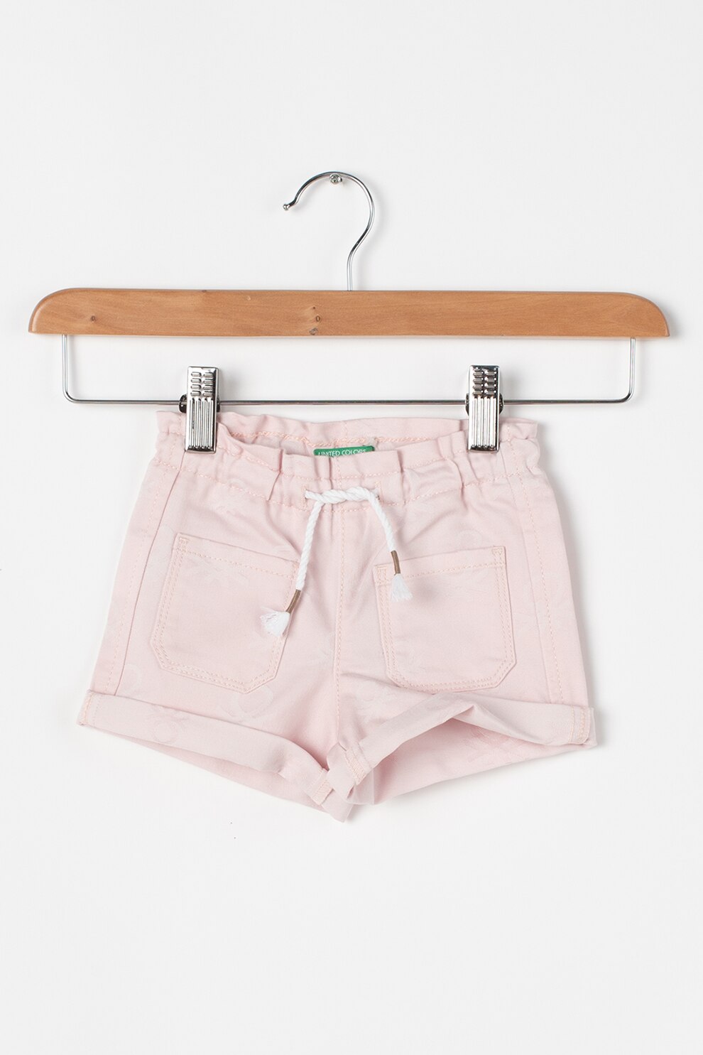 United Colors of Benetton, Pantaloni scurti din denim cu snur, Roz pal