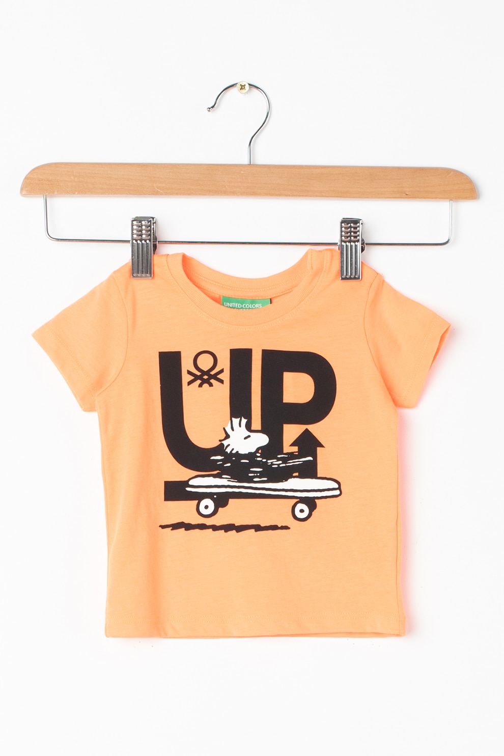 United Colors of Benetton, Tricou cu imprimeu cu desene, Oranj/Negru/Alb