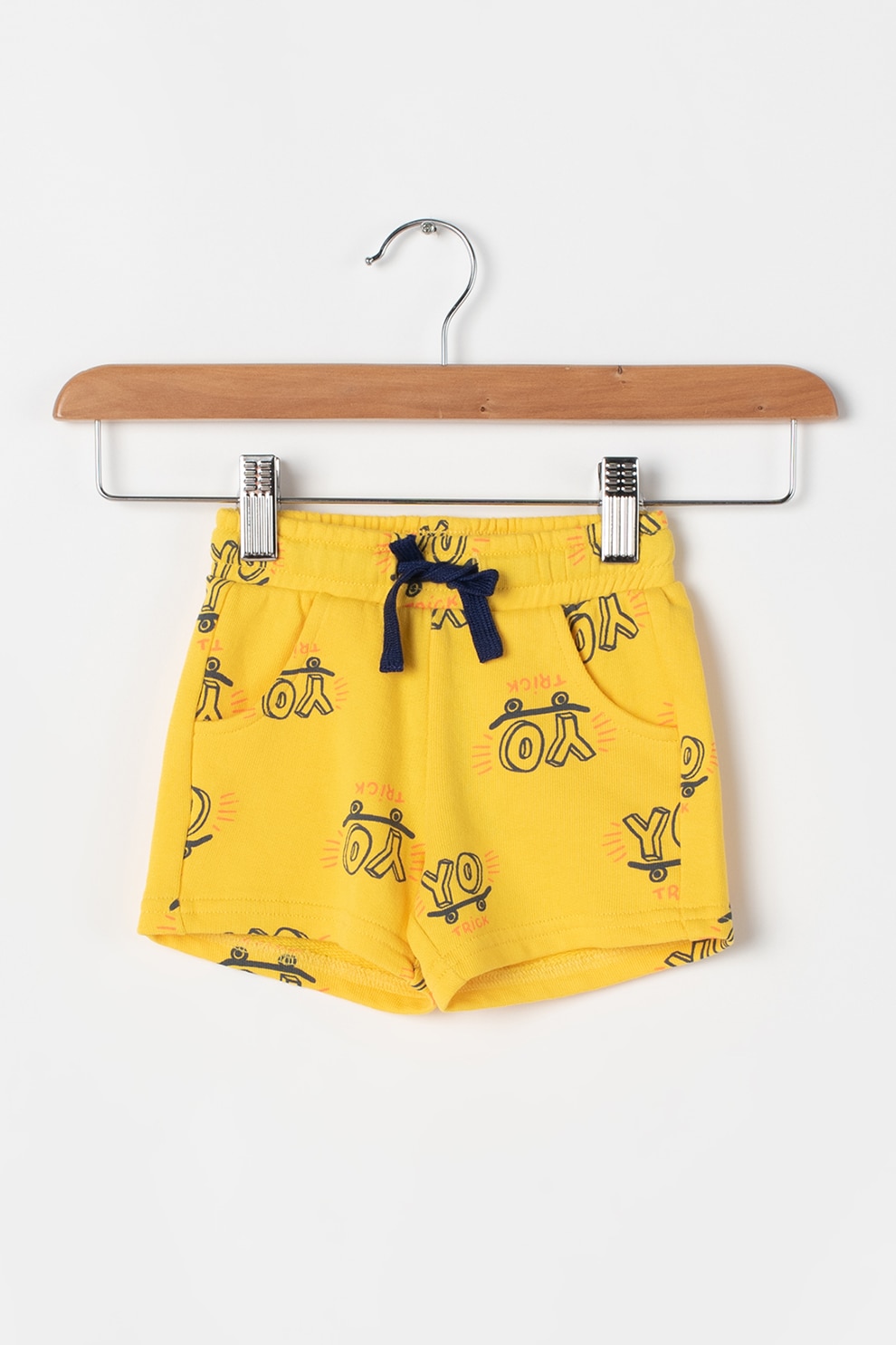 United Colors of Benetton, Pantaloni sport scurti cu buzunare oblice, Galben/Bleumarin