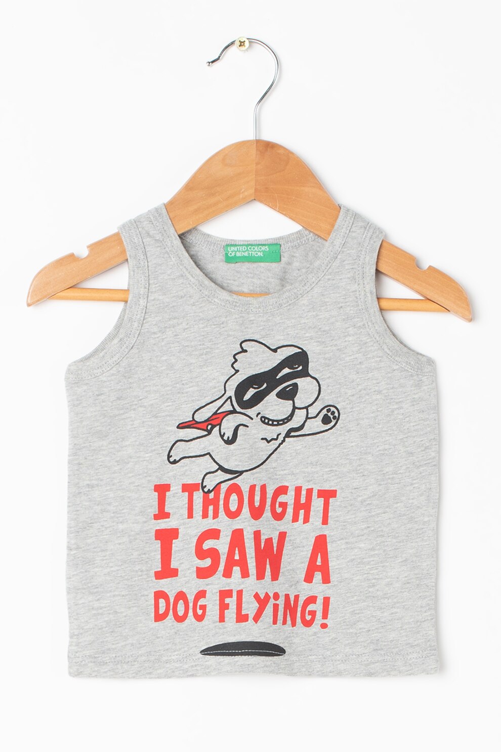 United Colors of Benetton, Top de bumbac cu imprimeu, Gri melange/Rosu/Negru