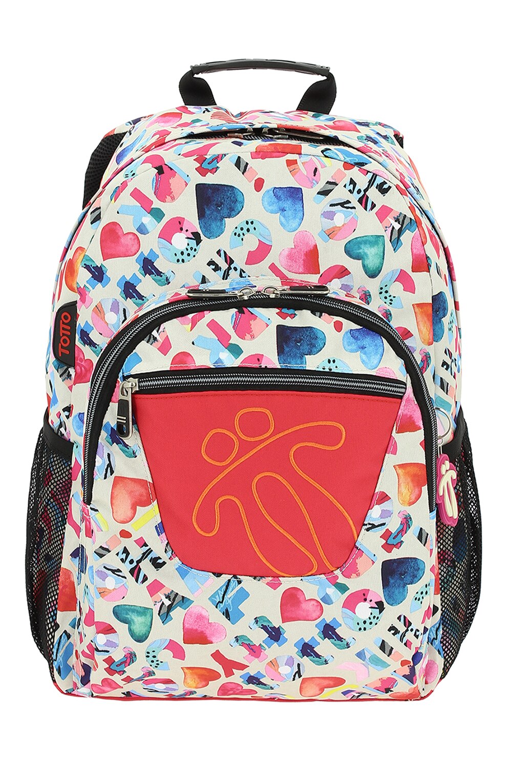 Totto, Rucsac cu imprimeu cu bretele ajustabile, Crem/Roz/Albastru