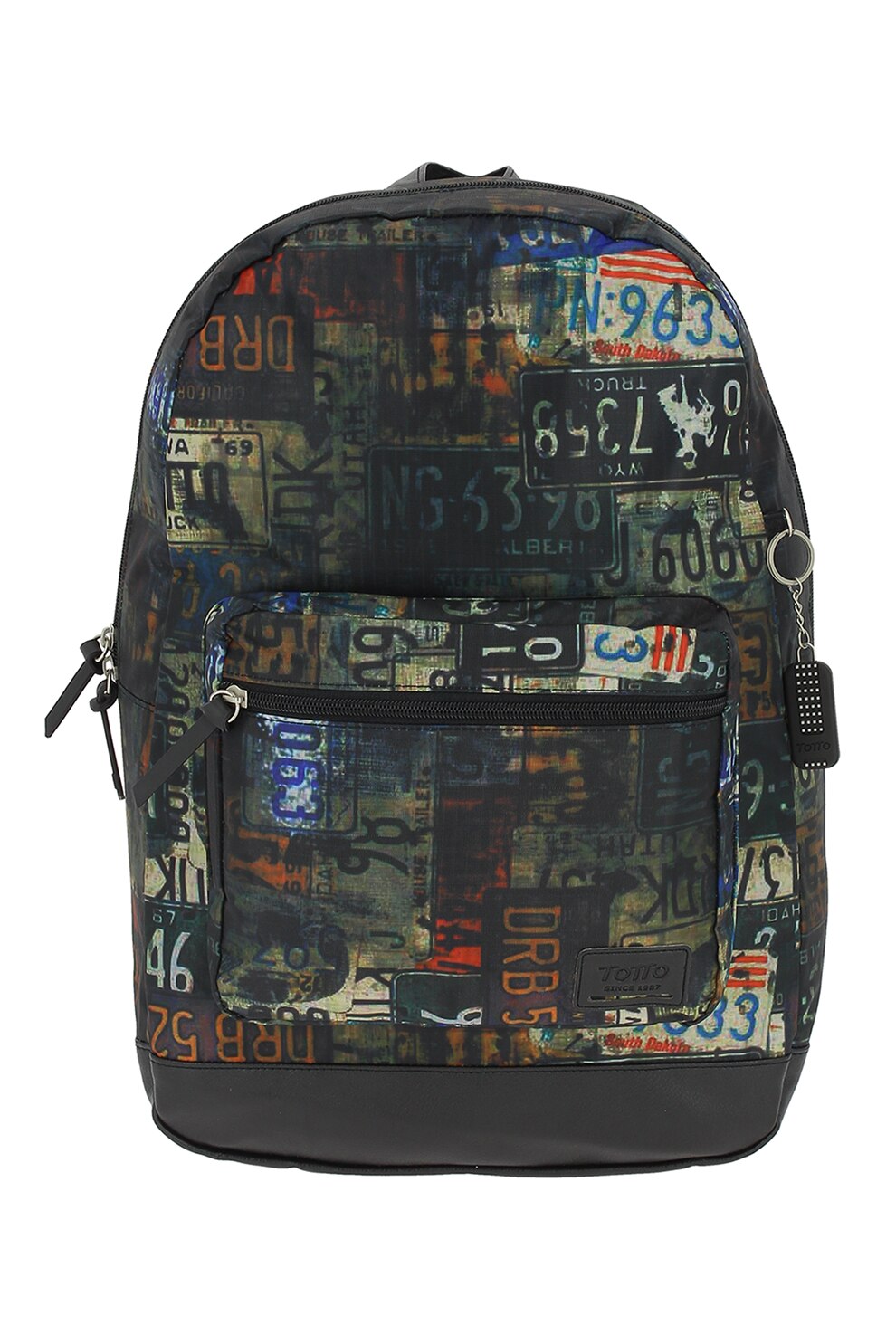 Totto, Rucsac cu imprimeu textil, Negru/Verde/Alb